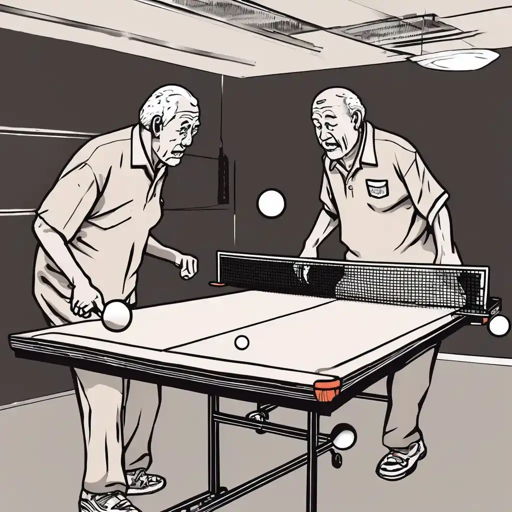دو پیرمرد در حال بازی پینگ هستن