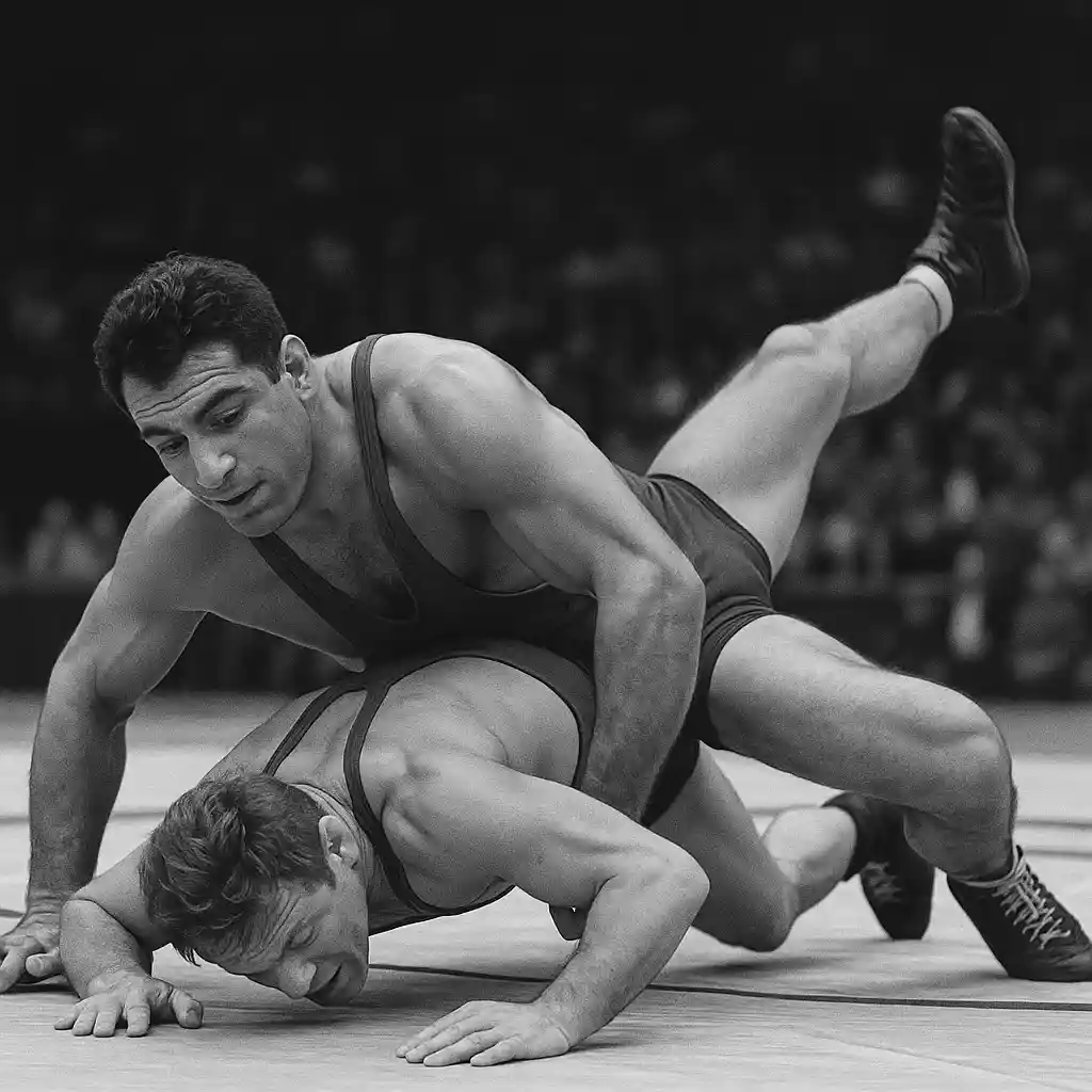 کشتی گیری قدیمی در حال کشتی گرفتن