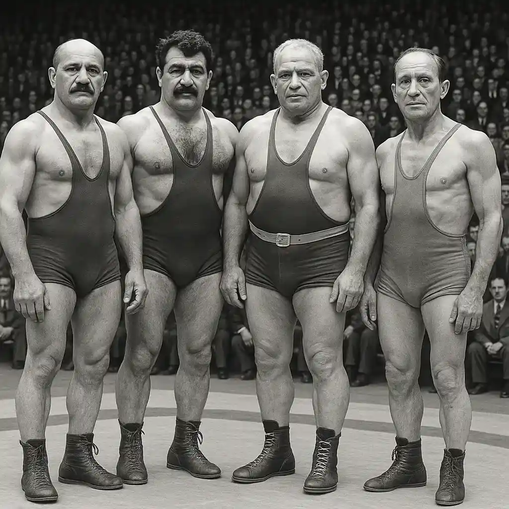 عکسی کلاسیک از قهرمانان قدیم کشتی