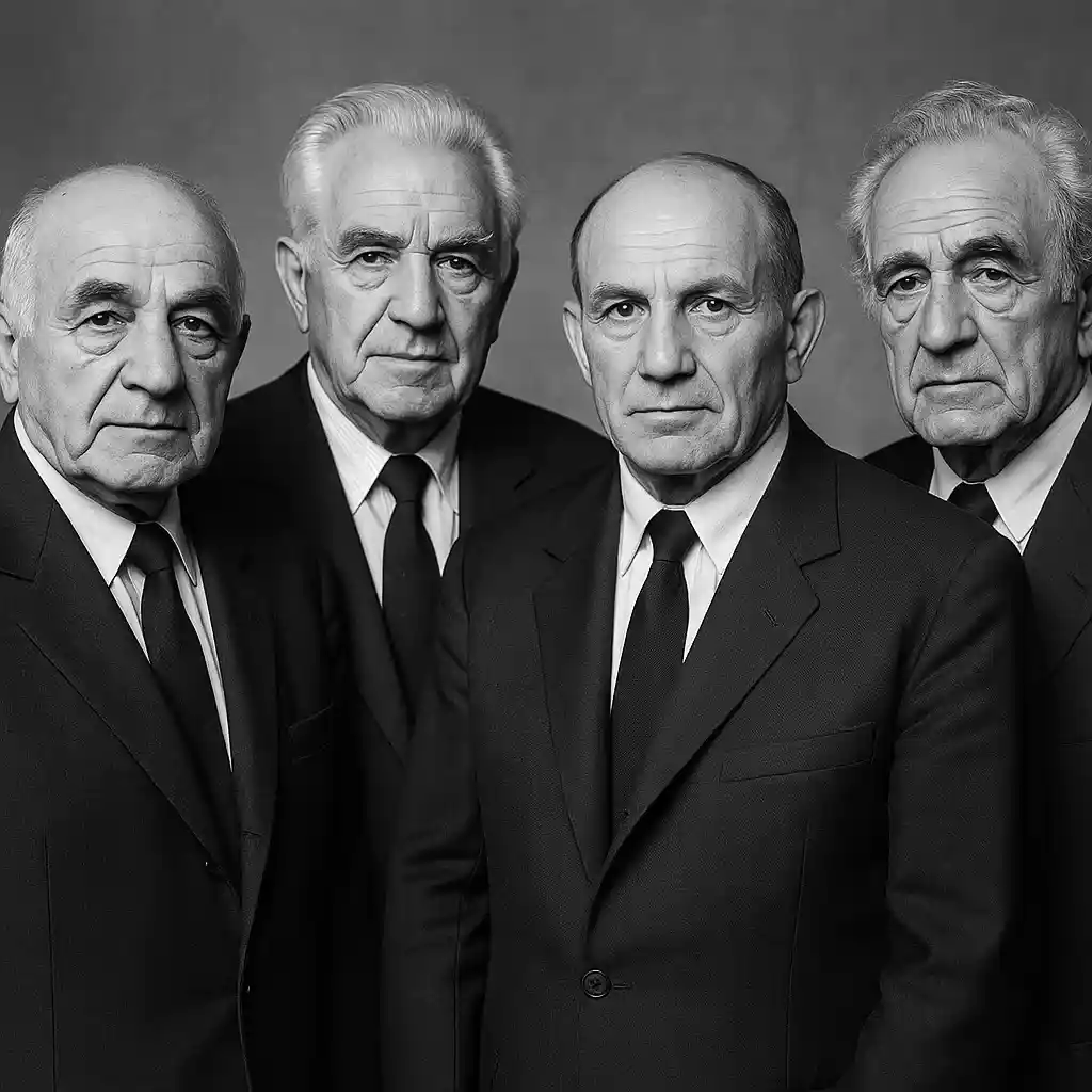 عکسی از 4 مربی قدیمی کشتی عکس سیاه سفید